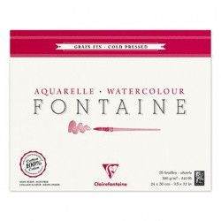 Bloc Aquarelle Fontaine Grain Fin Encollé 4 côtés 300g