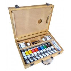Coffret bois de 10 tubes de peinture à l'Huile Van Gogh - 40ml + accessoires
