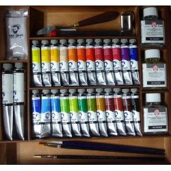 Coffret de 24 tubes de peinture à l'Huile Van Gogh 20ml Expert + 2 tubes 60ml et accessoires