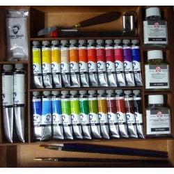 Coffret de 24 tubes de peinture à l'Huile Van Gogh 20ml Expert + 2 tubes 60ml et accessoires