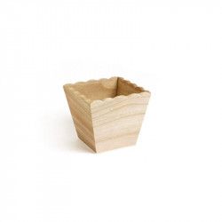 Cache pot en bois bord ondulé - 11x11x10