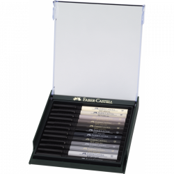 Coffret de 12 Feutres Pitt Artist pen Gris - Faber-Castell