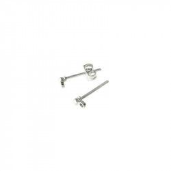 Boucles d'oreilles puces - boules Rhodium/2 3mm