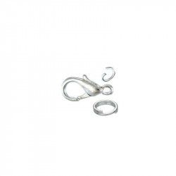4 Fermoirs Mousquetons Rhodium /8 anneaux