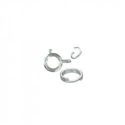 Fermoirs ronds Rhodium - 6mm - 4 fermoirs + 8 anneaux