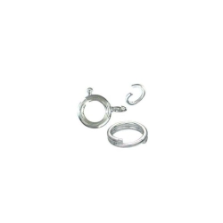 Fermoirs ronds Rhodium - 6mm - 4 fermoirs + 8 anneaux
