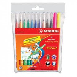 Feutre trio A-Z Pochette de 12 dont 2 fluos - Stabilo