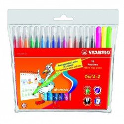 Feutre trio A-Z Pochette de 18 dont 3 fluos - Stabilo