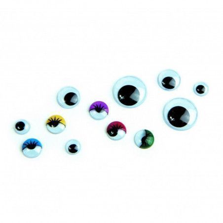 Yeux mobiles en plastique à coller40mm ø, 6 pces, noir / blanc Yeux mobiles en plastique à coller40mm ø, 6 pces, noir / blanc
