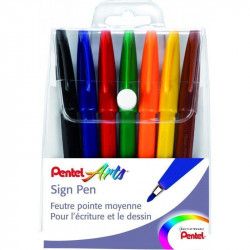 Pochette de 7 Feutres sign pen - 2mm - Pentel
