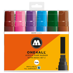 Marqueurs One4All set de 6 basic n°2 627HS 15mm - Molotow