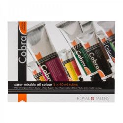 Coffret de 5 tubes de peinture à huile extra-fine diluable à l'eau Cobra - 40ml