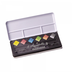 Coffret en métal de 6 demi-godets aquarelle au miel - Sennelier