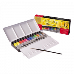 Coffret en métal de 12 tubes de 10ml aquarelle au miel - Sennelier