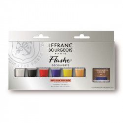 Coffret de 6 peintures vinylique Flashe 20ml Lefranc & Bourgeois + Vernis 120ml