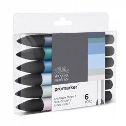 Marqueur Promarker Set de 6 Tons de Ciel assortis - Winsor & Newton