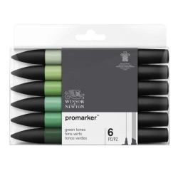 Marqueur Promarker Set de 6 tons Vert assortis - Winsor & Newton