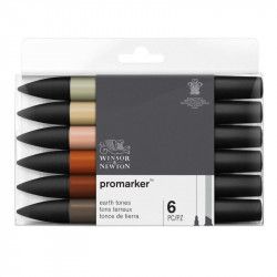 Marqueur Promarker Set de 6 tons Terreux assortis - Winsor & Newton