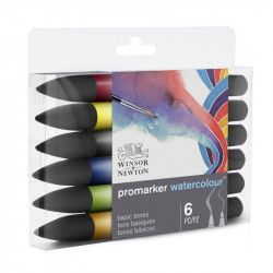 Marqueur Promarker aquarelle set 6 tons basiques assortis - Winser & Newton