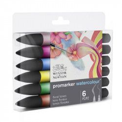 Marqueur Promarker aquarelle Set 6 tons Floraux assortis - Winsor & Newton