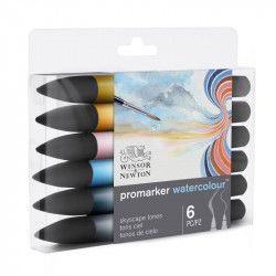  Marqueur Promarker Aquarelle Set 6 tons Ciel assortis - Winsor & Newton
