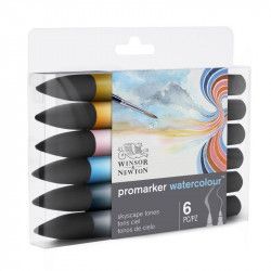  Marqueur Promarker aquarelle set 6 tons ciel assortis - Winsor & Newton