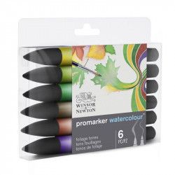  Marqueur Promarker aquarelle set 6 tons feuillage assortis - Winsor & Newton