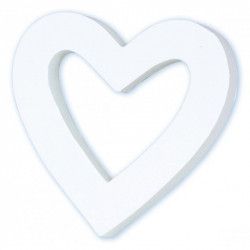 Déco cœur contour blanc en papier mâché - Décopatch