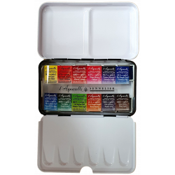 Boite en métal de poche de 12 demi godets aquarelle au miel - Sennelier