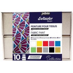 Set de peinture pour tissus clairs et foncés Setacolor 10 x 45 ml - Pébéo