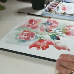 Un bouquet de roses à l'Aquarelle