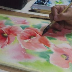 Peindre un coquelicot à l'aquarelle