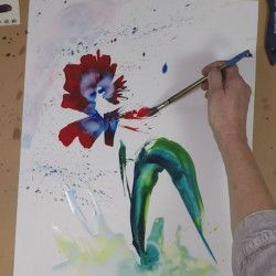 Application au papier Yupo Une fleur