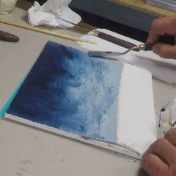 Peindre un ciel tourmenté au couteau