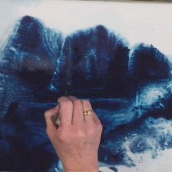 Aquarelle de bord de mer monochrome bleu