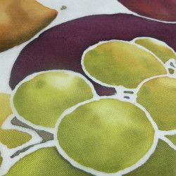 Nature morte en peinture sur soie : Des fruits en serti gutta