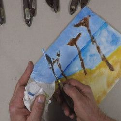 Des pins parasol en Provence à l'huile au couteau