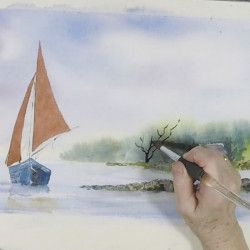 Un voilier en Bretagne à l'aquarelle épisode 02