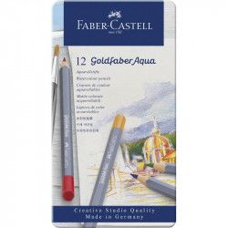 Boîtes métal 12 crayons de couleurs aquarellables Goldfaber Aqua - Faber Castell