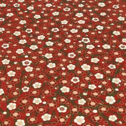 Papier Chiyogami Fleurs prunier rouges et blanches