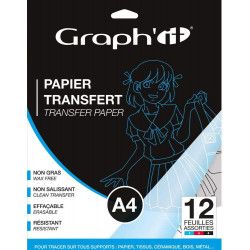 Papier transfert A4 12 feuilles assorties - Graph'it