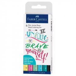 Pochette de 6 Couleurs Feutre Pitt Artist Pen Lettering pastel - Faber Castell