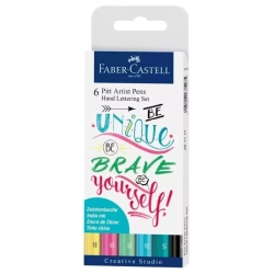 Pochette de 6 Couleurs Feutre Pitt Artist Pen Lettering pastel - Faber Castell