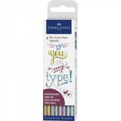 Pochette de 4 Feutre de couleurs Metallic Pitt Artist Pen Lettering - Faber Castell