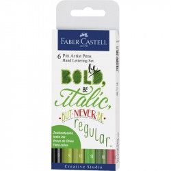 Pochette de 6 Couleurs Feutre Pitt Artist Pen Lettering Vert - Faber Castell