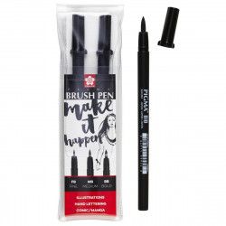 Set de 3 feutres pinceaux Lettering Pigma Brush Pen Noir - Sakura