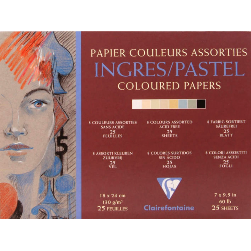 Papier Pastel 160g – Format 29.7x42cm – 6 Couleurs Clair – 30 Feuilles + 1 Carte – Pour Pastel Sec, Fusain, Sanguine - 10