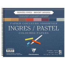 Bloc Spirale Ingres-Pastel Teintes Vives Clairefontaine, 130g