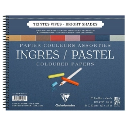 Bloc Spirale Ingres-Pastel Teintes Vives Clairefontaine, 130g