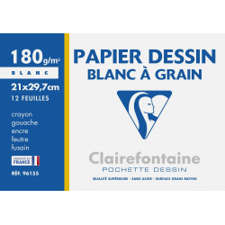 Pochette Papier Dessin à Grain 180g